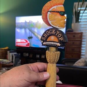 SHOCK TOP - BELGIAN WHITE - BEER TAP HANDLE (VINTAGE) Super Bowl